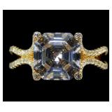 Sterling silver gold wash Asscher cut CZ
