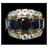 Sterling silver gold wash dark brown oval cut