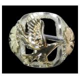 Sterling silver and 10K tricolor gold American
