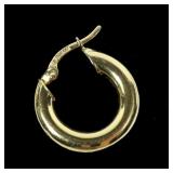 14K Yellow gold single hoop earring,