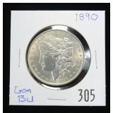 1890 Morgan dollar, gem BU