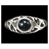 Sterling silver vintage bezel set black stone