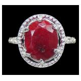 Sterling silver oval cut basket set natural ruby