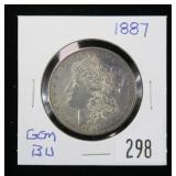 1887 Morgan dollar, gem BU