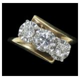14K Yellow gold Old European cut 3-stone diamond