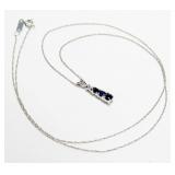 10K White gold round cut 3-stone blue topaz