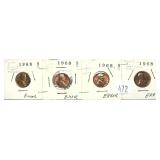 Lot of 1968-S error cents, 4 pcs.