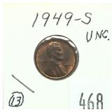 1949-S Lincoln cent, Unc.
