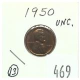 1950 Lincoln cent, Unc.