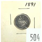 1891 Seated Liberty dime
