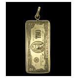 18K Yellow gold $2 bill pendant, 5.4 grams