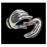 Sterling silver holding hands ring, size 6,