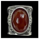 Israeli sterling silver bezel set faceted large