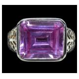 Sterling silver emerald cut bezel set cultured