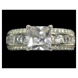 Sterling silver princess cut CZ solitaire ring