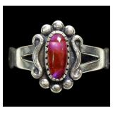 Sterling silver dentil set pink paua in split