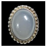 Sterling silver bezel set cabochon moonstone