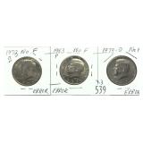 x3- Early Kennedy half dollars, -x3 half dollars,