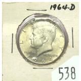 1964-D half dollar, 90% silver
