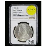 1886 Morgan dollar, NGC slab certified Unc.
