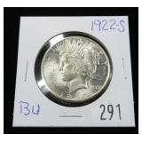 1922-S Peace dollar, BU