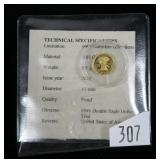 2014 One dollar gold coin, .585 Gold, Proof