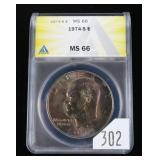1974-S Eisenhower silver dollar, ANACS slab