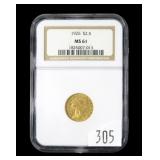 1926 $2.50 Gold Indian Quarter Eagle, NGC