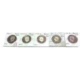 x5- Proof half dollars, mixed dates, -x5 half