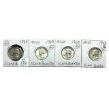 x4- 1964 quarters, 90% silver, -x4 quarters, Sold