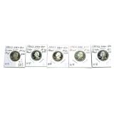 x5- Proof quarters, mixed dates, -x5 quarters,