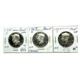 x3- Kennedy Proof half dollars, 40% silver,