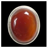 Sterling silver large cabochon carnelian ring,