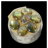Lot, abalone cabochons, 10 x 18mm each, 7 pcs.