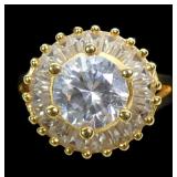 Sterling silver gold wash round brilliant cut CZ