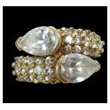 Sterling silver gold wash pear and round cut CZ