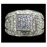 Sterling silver pave CZ 3-tier ring, size 10