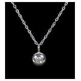 Sterling silver diamond solitaire pendant on 18"