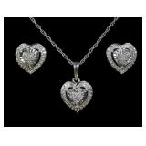 Sterling silver heart shape diamond cluster