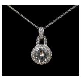 Sterling silver cultured white sapphire pendant,
