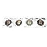 x4- Proof half dollars, mixed dates, -x4 half
