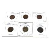 x6- Indian Head cents, mixed dates, -x6 cents,