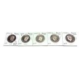 x5- Proof half dollars, mixed dates, -x5 half