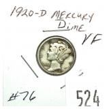 1920-D Mercury dime