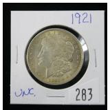 1921 Morgan dollar, Unc.