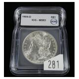 1904-O Morgan dollar, ICG slab certified MS-63