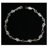 Sterling silver 10" anklet with elephants and