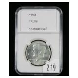 1968 Kennedy half dollar, AU-58