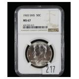 1965 SMS Kennedy half dollar, NGC slab certified