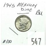 1945 Mercury dime